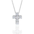 Girocollo in oro bianco con croce e diamanti (0,57 ct)