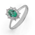 Anello in oro bianco con smeraldo (ct 0,49) e diamanti (ct 0,33)