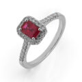 Anello in oro bianco con rubino (ct 0,75) e diamanti (ct 0,23)