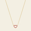 Girocollo in oro rosa con cuore smaltato rosso