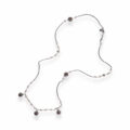 Collana lunga in argento lavorato a mano con perle e cristalli idrotermali