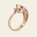 Anello gatto in oro rosa con diamanti (0,07 ct) e diamanti blu (0,01 ct)