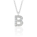 Girocollo in oro bianco lettera B e diamanti - 7 mm