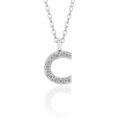 Girocollo in oro bianco lettera C e diamanti - 7 mm