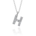 Girocollo in oro bianco lettera H e diamanti - 7 mm