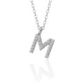 Girocollo in oro bianco lettera M e diamanti - 7 mm