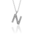 Girocollo in oro bianco lettera N e diamanti - 7 mm