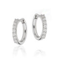 Orecchini ad anella in oro bianco 18 Kt con  diamanti taglio brillante (0.14ct)