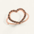 Anello in oro rosa e cuore con diamanti brown (0,33 ct)