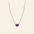 Girocollo in oro rosa e cuore con rubini (0,13 ct)