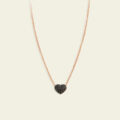 Girocollo in oro rosa e cuore con diamanti neri (ct 0,13)