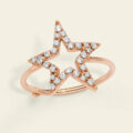 Anello in oro rosa e stella con diamanti (0,24 ct)
