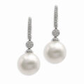 Orecchini in oro bianco con perle South Sea (12,5 mm) e diamanti (ct 0,36)