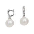 Orecchini in oro bianco con perla australiana (mm 12) e diamanti (ct 0,46)