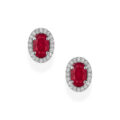Orecchini in oro bianco con rubini (ct 0,61) e diamanti  (ct 0,18)