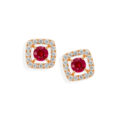 Orecchini in oro rosa con rubini (0,16 ct) e diamanti (0,08 ct)