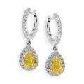Orecchini in oro bianco con diamanti fancy (1,02 ct) e diamanti (0,20 ct)