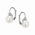 Orecchini in oro bianco con perle akoya (7,5/8 mm) e diamanti (ct 0,08)