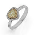 Anello in oro bianco con diamanti fancy yellow (ct 0,50) e diamanti (ct 0,22)