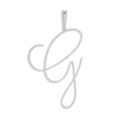 Ciondolo in oro bianco con iniziale in corsivo e diamanti (ct 0,54)