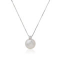 Pendente in in oro bianco e perla Akoya (7/7,5 mm) con diamante (0,02 ct)