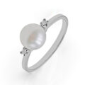 Anello in oro bianco con perla Akoya e diamanti (0,02 ct)