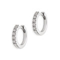 Orecchini ad anella in oro bianco 18 ct con  diamanti taglio brillante Ct.0.10 diametro 1.05