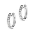 Orecchini ad anella in oro bianco 18 ct con  diamanti taglio brillante Ct.0.16 diametro 1.25