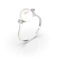 Anello in oro bianco con perla Akoya e diamanti (ct o,o4)