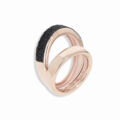 Anello doppia fascia in argento placcato oro rosa con polvere di carbone nera