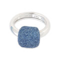 Anello in argento e quadrato centrale con polvere di sogni colours  blu santorini