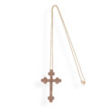 Collana lunga con croce in argento placcato giallo con polvere di sogni