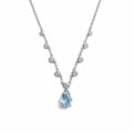 Girocollo in oro bianco con acquamarina (0,90 ct) e diamanti (ct 0,18)