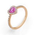 Anello in oro rosa con zaffiro rosa (0,53 ct) e diamanti (0,26 ct)