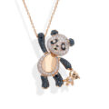 Girocollo "inseparabili" panda e pandino con diamanti (ct 0,91) e diamanti neri (ct 0,75)