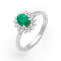 Anello in oro bianco con smeraldo (0,39 ct) e diamanti (0,28 ct)