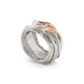 Anello in argento con nodino in oro rosa