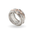 Anello in argento con cuore annodato in oro rosa