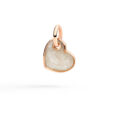 Ciondolo cuore in oro rosa 9K e smalto bianco effetto madre perla