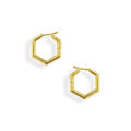 Orecchini ad anella esagonali in oro giallo - 14 mm