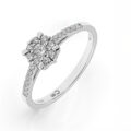 Anello solitario multipietra in oro bianco e diamanti (ct 0,29)