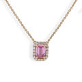 Collana in oro rosa e pendente con zaffiro rosa (0,65 ct) e diamanti (0,16 ct)