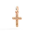 Charm croce in oro rosa e diamanti brown