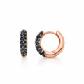 Orecchini ad anella in oro rosa con diamanti neri (0,55 ct)