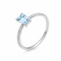 Anello in oro bianco con acquamarina (0,56 ct) e diamanti (0,12 ct)