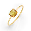 Anello in oro giallo 9K con cristallo sfaccettato giallo
