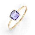 Anello in oro giallo 9K con cristallo sfaccettato viola