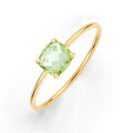 Anello in oro giallo 9K con cristallo sfaccettato verde chiaro