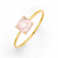 Anello in oro giallo 9K con cristallo sfaccettato rosa