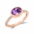 Anello in oro rosa con ametista viola (1,26 ct) e diamanti (0,18 ct) - mod. piccolo